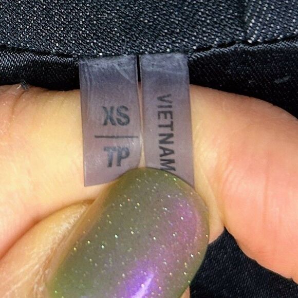 Tahari Navy Blue Chambray Trench Coat Lightweight Belted Jacket Funnel Neck XS - Picture 14 of 16